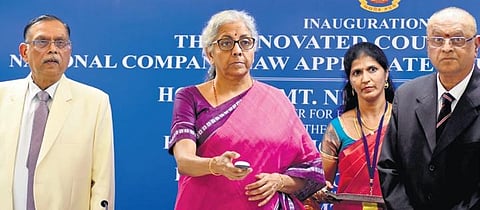 Nirmala Sitharaman inaugurating the renovated building of National Company Law Appellate Tribunal at Ezhilagam in Chepauk on Saturday. (Photo | Express)