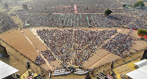 Maharashtra Bhushan Award ceremony in Kharghar, Sunday, April 16, 2023.(Photo | PTI)