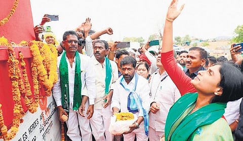 YSRTP chief YS Sharmila pays tributes to Indravelli massacre victims on Thursday