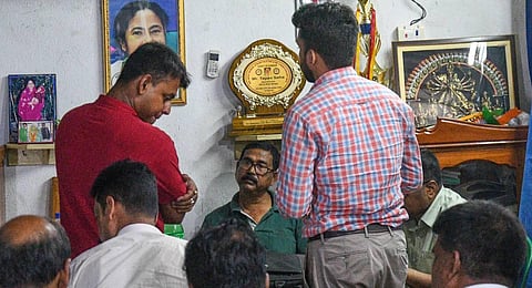 A team of CBI officers conducts raid at TMC legislator Tapas Saha's house in Nadia district. (Photo | PTI)