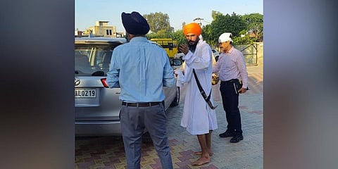 'Waris Punjab De' chief Amritpal Singh arrested by Punjab Police from Moga district of Punjab, Sunday, April 23, 2023. (Photo | PTI)