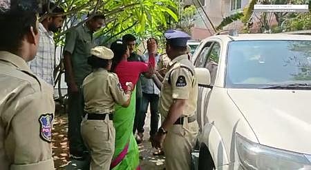 YSRTP chief YS Sharmila hits a police officer in Hyderabad on Monday