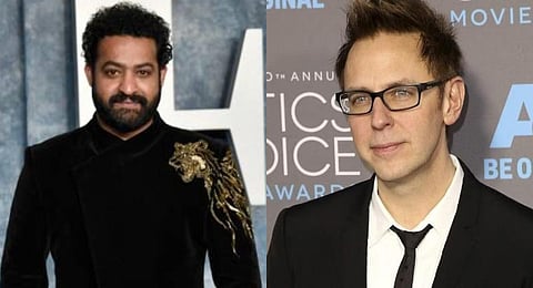 Actor NTR Jr (L) 'Guardians of the Galaxy' director James Gunn(R) .(Photo File | AP)