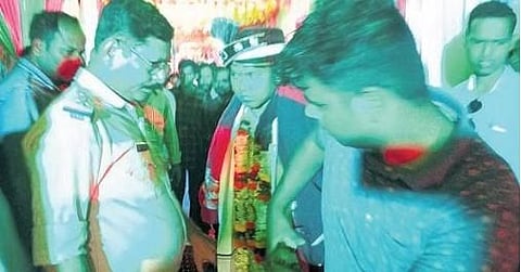 Video grab of police arresting Bhoi from his wedding venue | Express