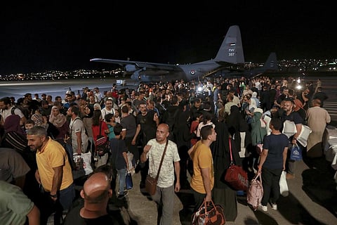 Jordanians evacuated from Sudan arrive at a military airport in Amman, Jordan on Monday, April 24, 2023. (Photo | AP)