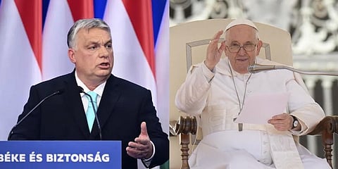A collage of Hungary's Prime Minister Viktor Orban and Pope Francis. (Photo | AP)