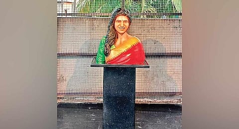 The statue of Samantha at the temple goes viral on social media. (Photo | Express)