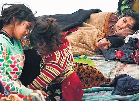Image used for representational purpose. Homeless people sleeping on the redeveloped Chandni Chowk stretch | express