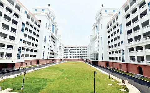 A view of the new Secretariat complex which will be inaugurated by Chief Minister K Chandrasekhar Rao on Sunday | Vinay Madapu