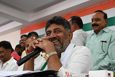 FILE PHOTO | KPCC President DK Shivakumar addresses the media at an event in Bengaluru on Monday. (Photo | Shashidhar Byrappa, EPS)