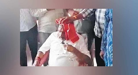 Dr G Parameshwara being treated at a health centre at Koratagere on Friday. (Photo | Express)
