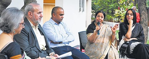 Panelists discuss how the experience of reading a book has changed over the years at Saptaparni on Saturday | Vinay Madapu