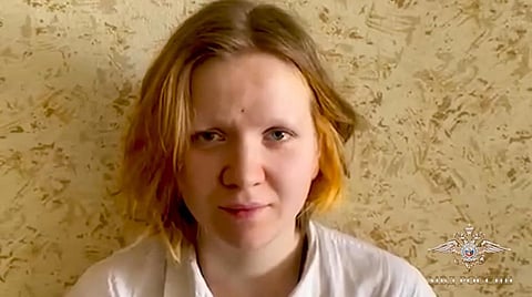 This grab taken from video released by the Russian Interior Ministry Press Service on Monday, April 3, 2023, shows the 26-year-old Darya Trepova. (Photo | AP)