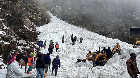 Rescue operations at the avalanche site. (Photo | Special Arrangement)