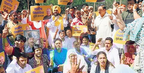 AAP held a protest outside BJP’s headquarter demanding Sisodia’s release