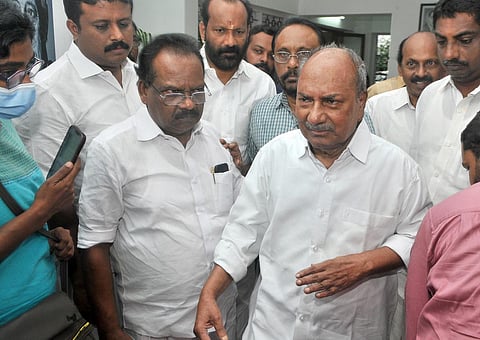 Senior Congress leader AK Antony entered his room at Indira Bhavan after speaking to national television channels with a heavy heart. (Photo | B P Deepu, EPS)