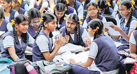 Students make last minute revisions before the examinations at Nirmala school in Madurai.