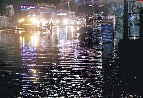 Waterlogged Badambadi road in Cuttack. (Photo | Express)