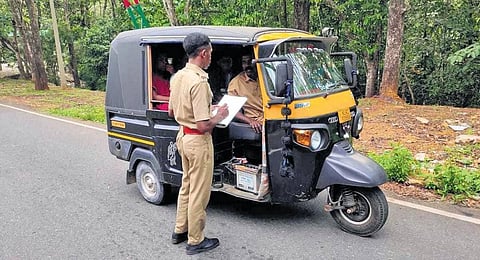 Rensu on duty at Elavunkal checkpost on Sabarimala route on Friday.