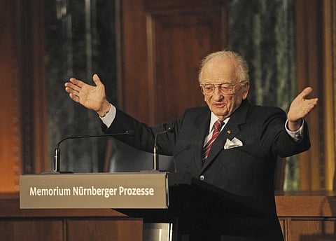 Ben Ferencz at Nuremberg war crimes trials commemorating exhibition opening in Germany, 2010. ( Photo | Associated Press)