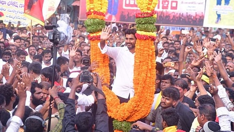 TDP general secretary Nara Lokesh at Yemmiganur in Kurnool district as part of his Yuva Galam Padayatra (Photo | Twitter)