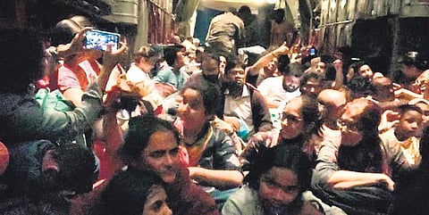 Sheerin and other evacuees inside the aircraft