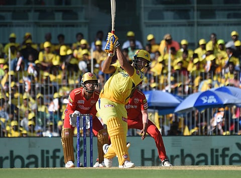 CSK's Shivam Dube in action against PBKS in Chennai on Sunday. (Photo | Ashwin Prasath, EPS)