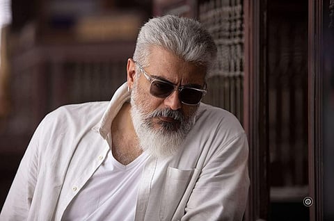 Actor Ajith Kumar in his action heist film, 'Thunivu' directed by H Vinoth. (File photo | IMDb)