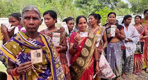 People lining up to to exercise their franchise in the by-poll.(Photo | Express)