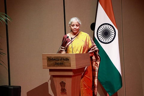 Union Finance Minister Nirmala Sitaraman interacted with a group of investors & business leaders in Tokyo. ( Photo | Twitter @FinMinIndia)