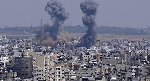 Israel's Iron Dome anti-missile system fires to intercept rockets launched from the Gaza Strip towards Israel. (Photo | AP)