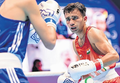 Deepak Bhoria went down fighting to multiple-time World Championships medallist Billal Bennama of France on Friday | IBA