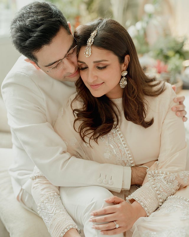 34-year-olds Raghav and Parineeti are a picture of happiness. The actor wrote, “Everything I prayed for .. I said yes!' (Photo | Raghav Chadha Twitter)
