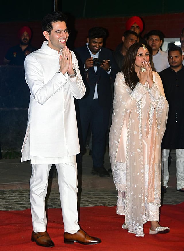 Rumours of Raghav and Parineeti dating began in March with the two being sighted together at dinners and cricket matches. An AAP MP had shared a collage of the two on Twitter, thereby sparking more buzz. Reportedly, Parineeti and Raghav studied together at the London School of Economics and have been friends for a long time. (Photo | ANI)