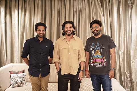 Director Venky Atluri, actor Dulquer Salmaan, and producer Naga Vamsi (Photo | Sithara Entertainments Twitter)