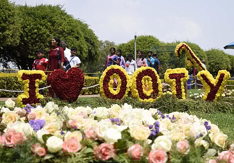 The 29-foot-long ‘Eiffel Tower’ made of as many as 35,000 different varieties of roses is the major attraction of the show along with elephant and rabbit models.