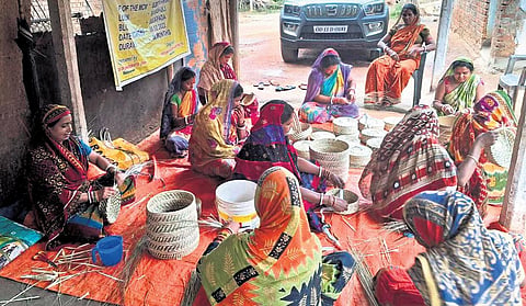 Sumitra Barik (on chair) overseeing a training session | Express