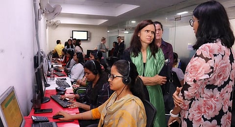 Australia’s Ambassador for Gender Equality Stephaine Copus Campbell visited the ‘181’ Women helpline office - Image tweeted by Swati Maliwal