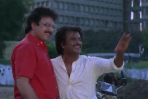 Sarath Babu and Rajinikanth. (Videograb)