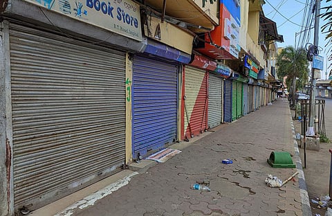 Closed shops at a market in Imphal, Thursday, May 25, 2023. (Photo | AP)