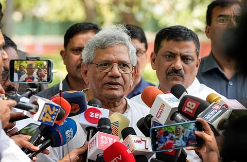Representational Image: CPI(M) General Secretary Sitaram Yechury addresses the media. (Photo | PTI)