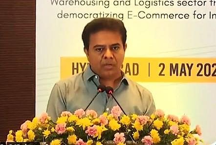 IT & Industries Minister KT Rama Rao addressing at Flipkart’s fulfilment centre at Sangareddy (Photo | Twitter)