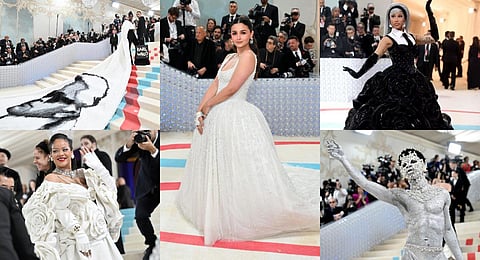 The annual extravaganza whose theme was 'Karl Lagerfeld: A Line of Beauty' celebrated the late king of couture as many celebs paid tribute to his signature style -- and his cat Choupette.