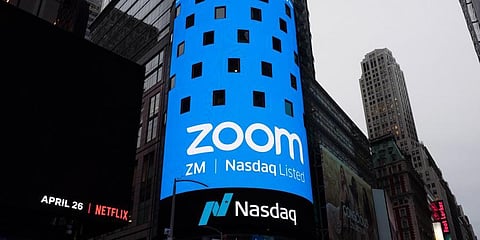 FILE: A billboard of 'Zoom' app. (Photo | AP)
