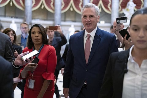 Speaker of the House Kevin McCarthy, R-Calif., walks to the House chamber at Capitol Hill, Tuesday, May 30, 2023, in Washington. (Photo | AP)