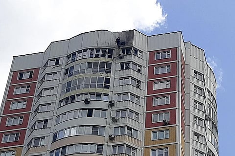 A Ukrainian drone attacked an apartment building in Moscow (Photo | AP)