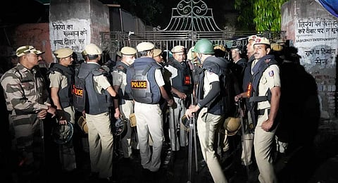 Security beefed up after an scuffle between wrestlers and the police at Jantar Mantar, in New Delhi. (Photo | PTI)