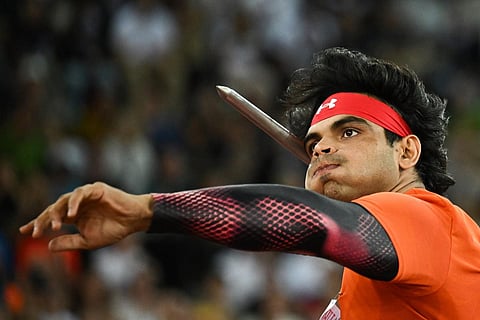 Neeraj Chopra in action. (Photo | AFP)