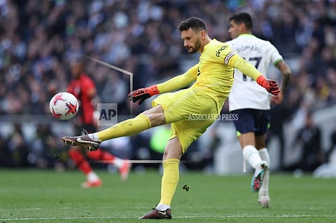 Tottenham's goalkeeper Hugo Lloris kicks the ball during the English Premier League soccer match between Tottenham Hotspur and Bournemouth. (Photo | AP)