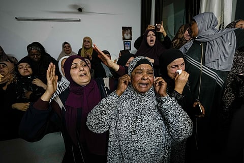 Family of Palestinian militant Samer El Shafei mourn in Tulkarem. ( Photo | AP )